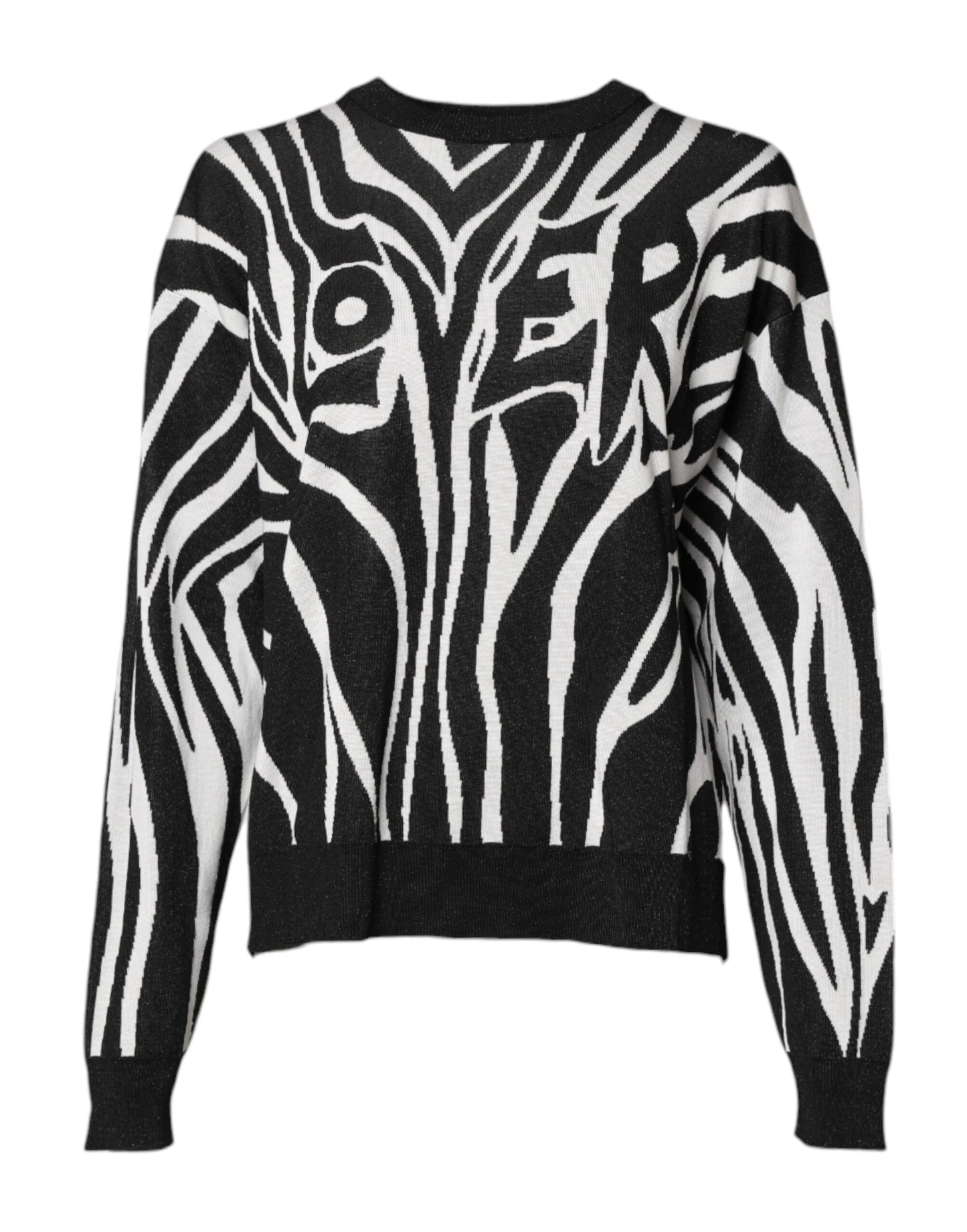 Dolce & Gabbana Black White Print Women Pullover Sweater