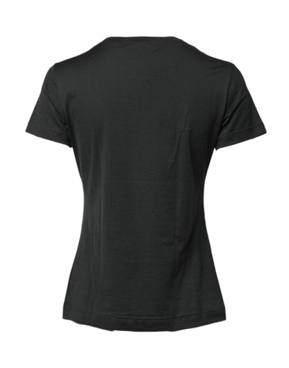 Dolce & Gabbana Black Cotton Round Neck Short Sleeve T-shirt