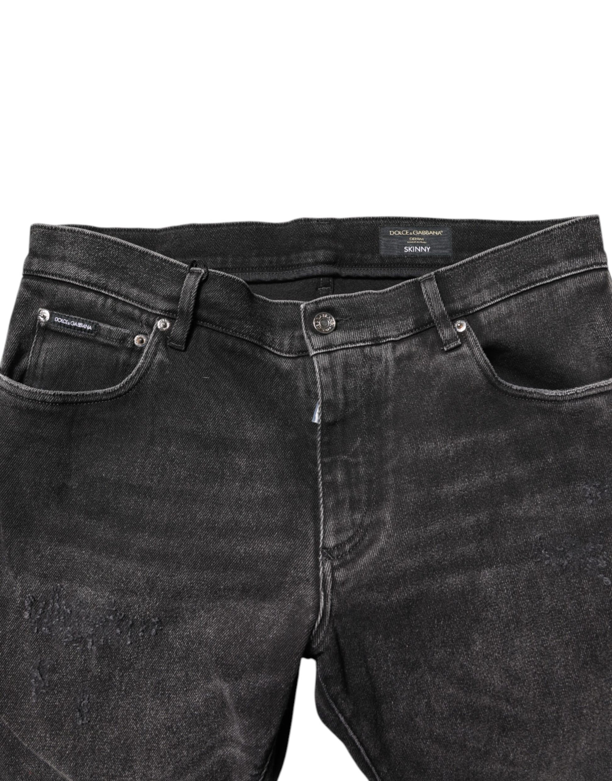 Dolce & Gabbana Gray Washed Cotton Skinny Denim Jeans