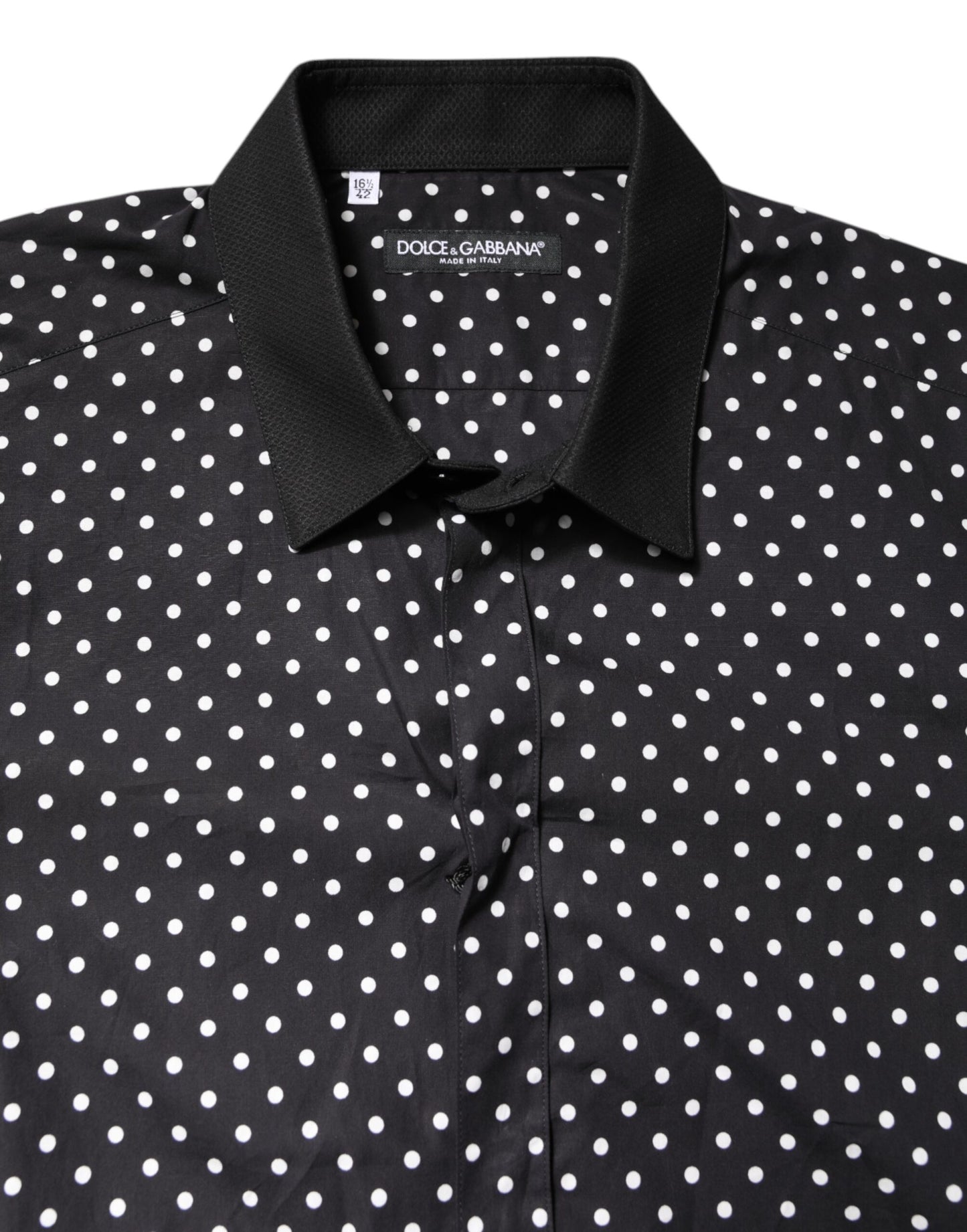 Dolce & Gabbana Black Polka Dot Cotton Formal Dress Shirt