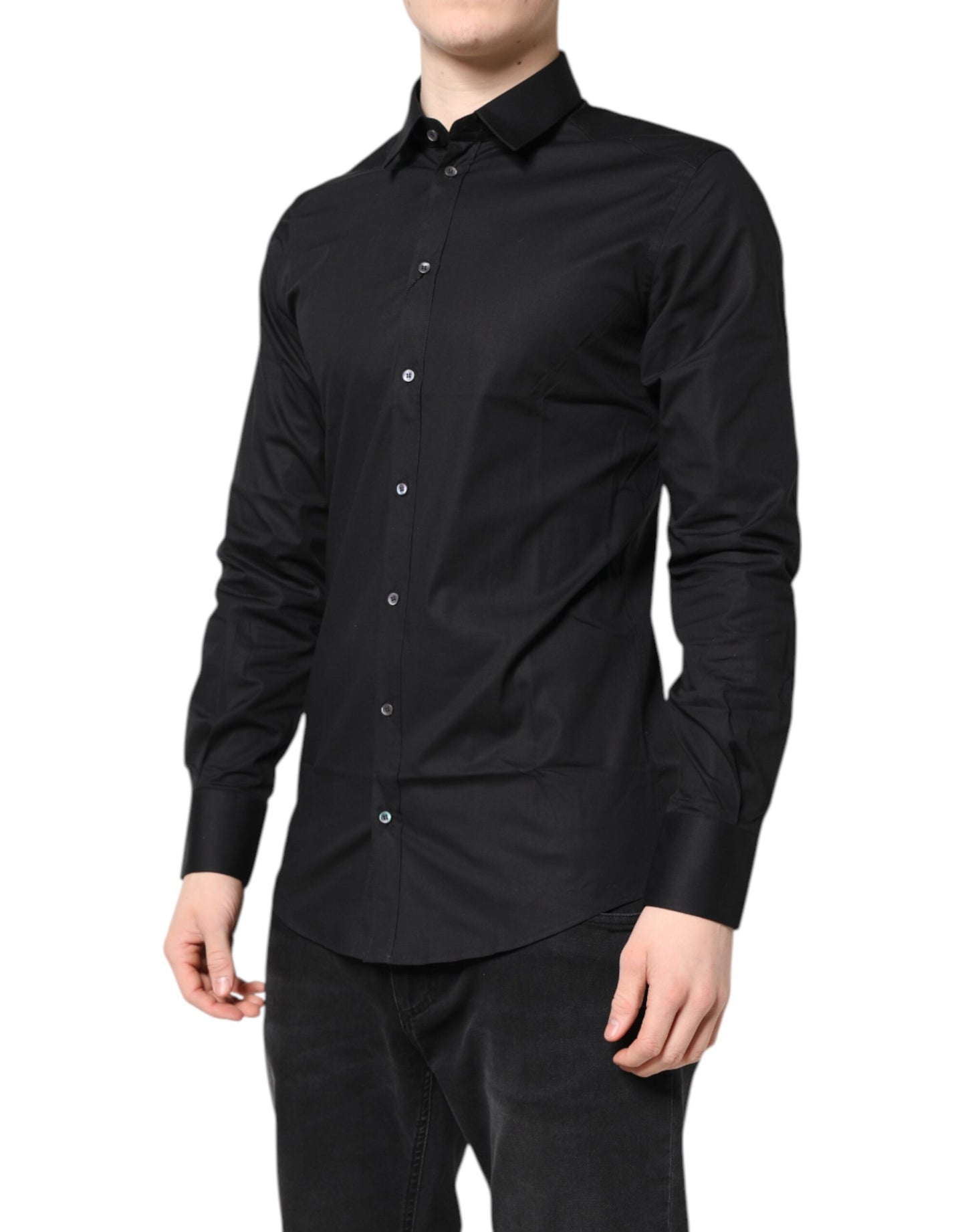Dolce & Gabbana Black GOLD Cotton Long Sleeves Dress Shirt