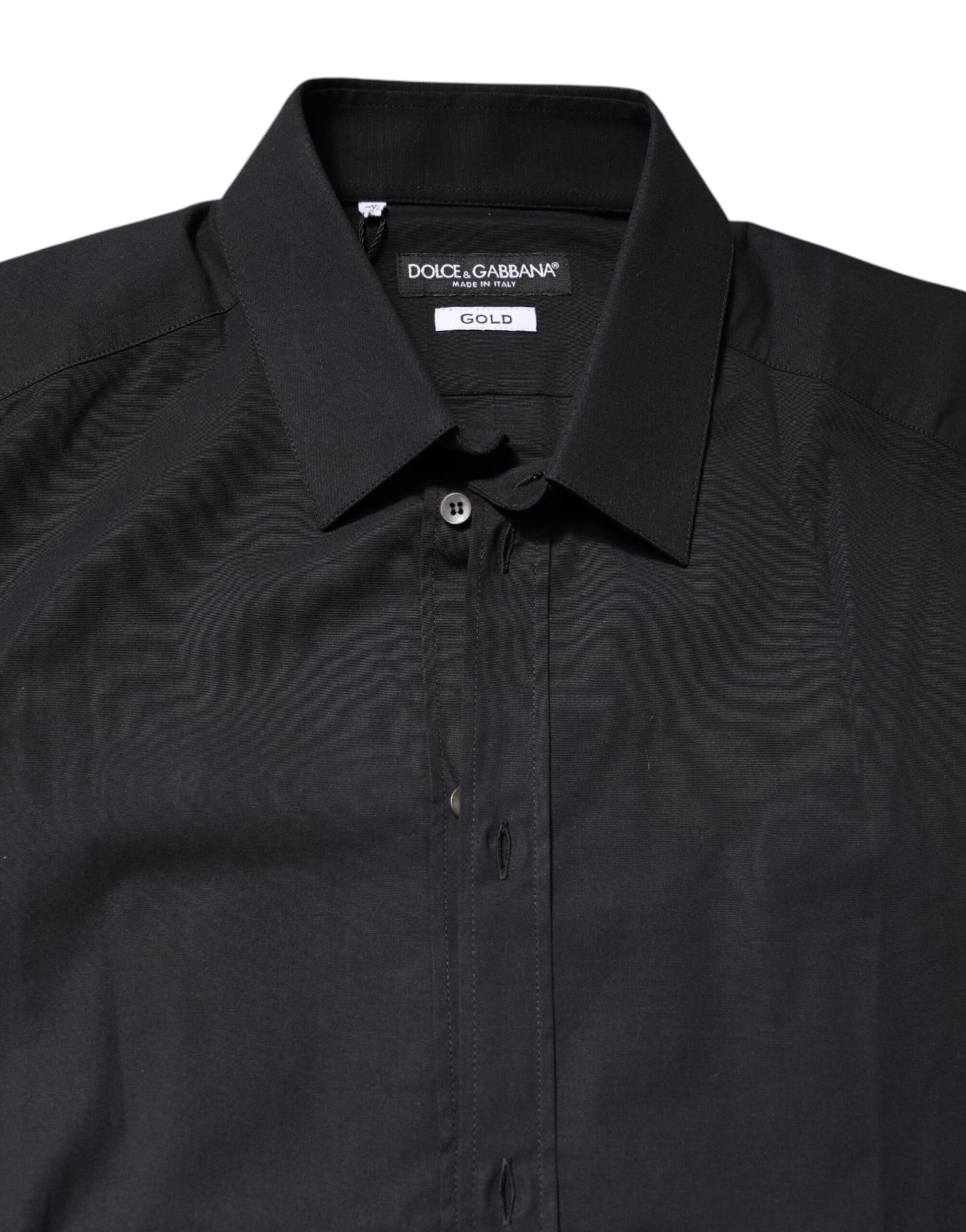 Dolce & Gabbana Black GOLD Cotton Long Sleeves Dress Shirt