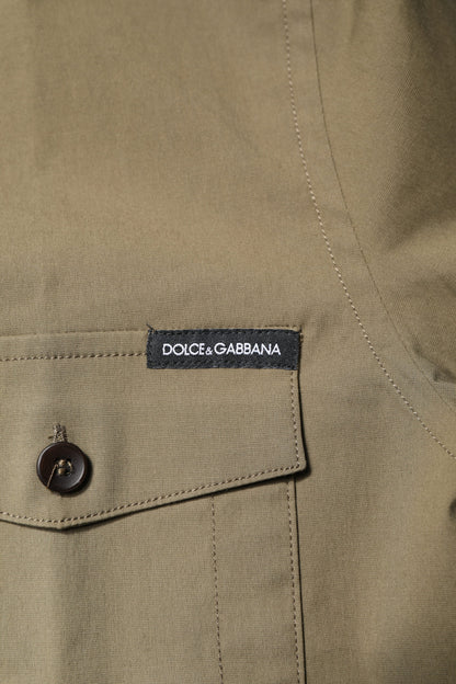 Dolce & Gabbana Brown Cotton Stretch Casual Long Sleeves Shirt