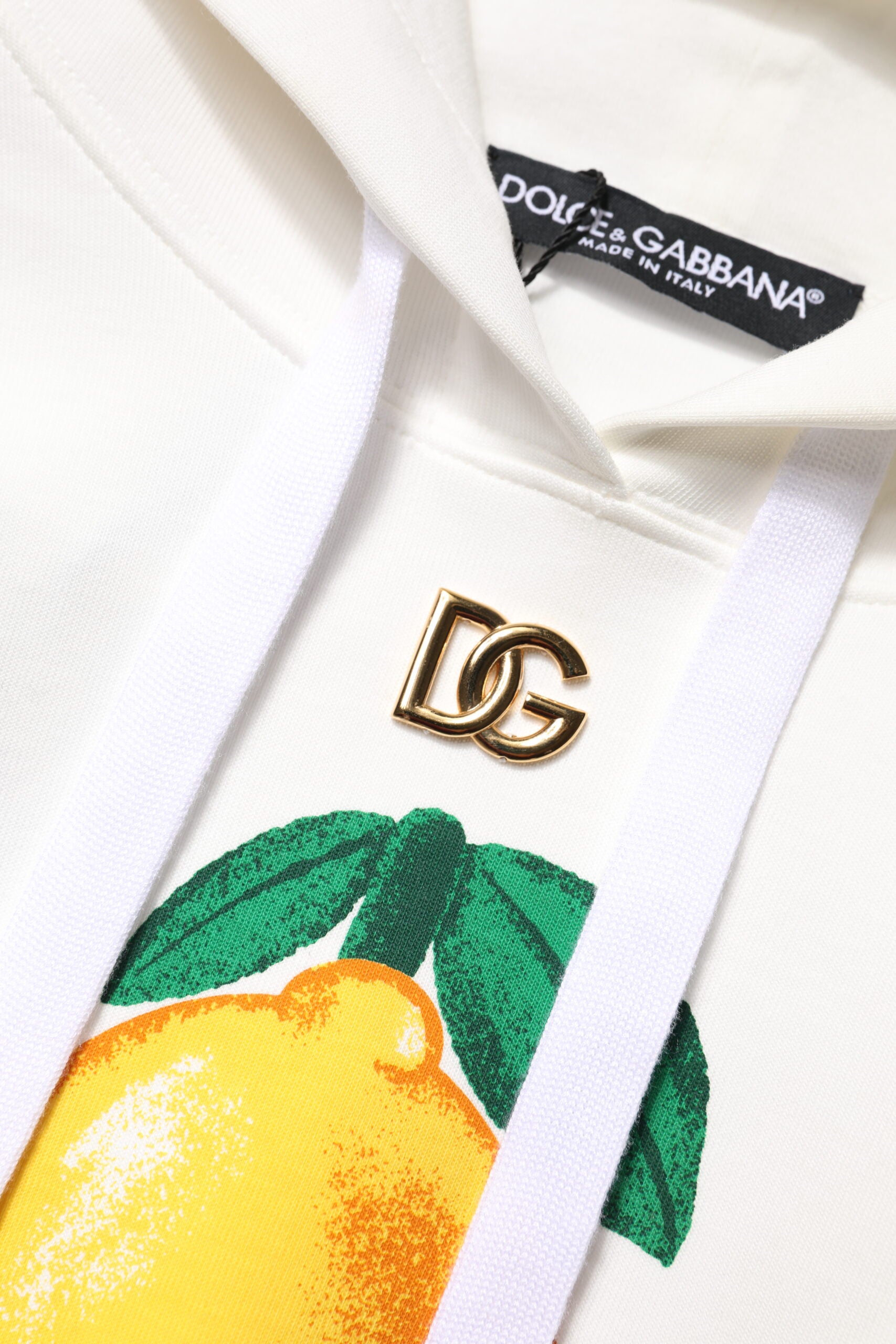 Dolce & Gabbana Ivory Cotton Printed Hooded Pullover Sweater