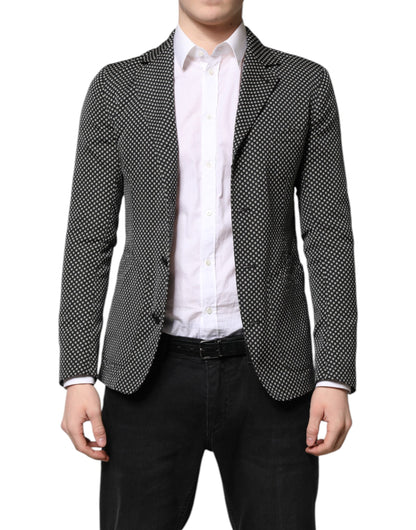 Dolce & Gabbana Black White Patterned Men Suit Coat Blazer