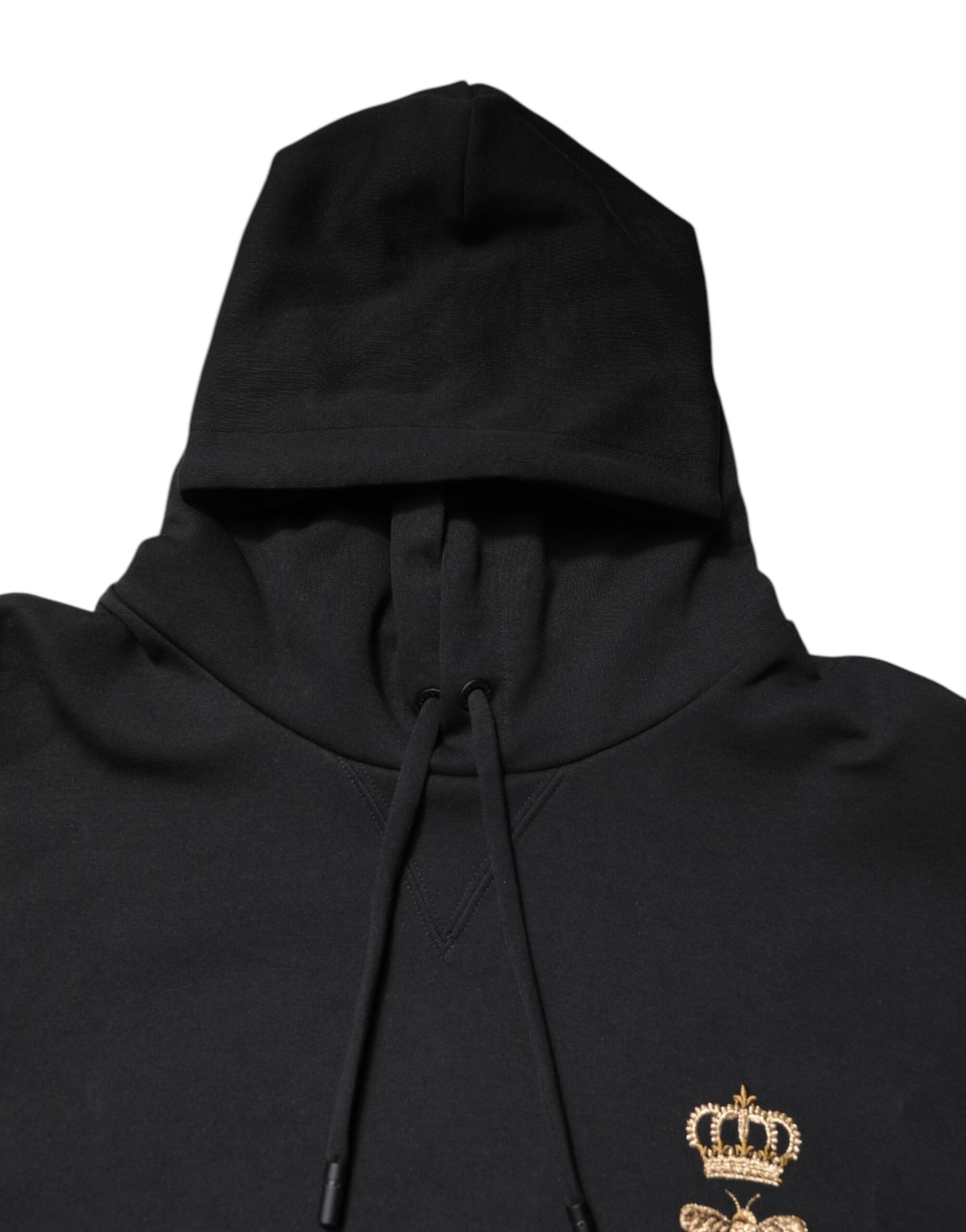 Dolce & Gabbana Black Bee Crown Embroidery Hooded Sweater