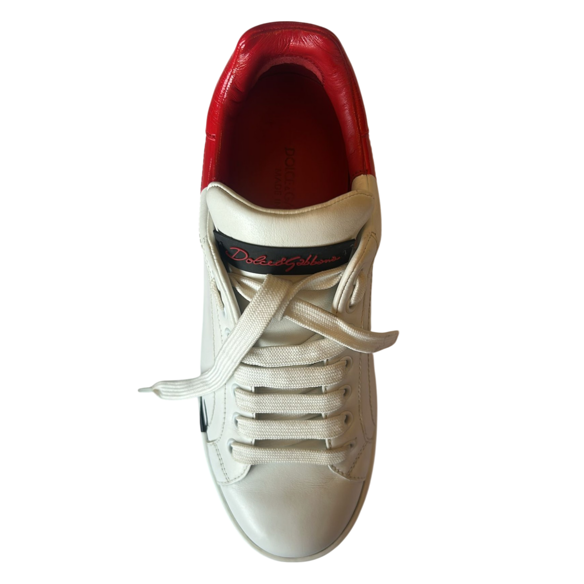 Dolce & Gabbana White Red Logo Portofino Sneakers Shoes