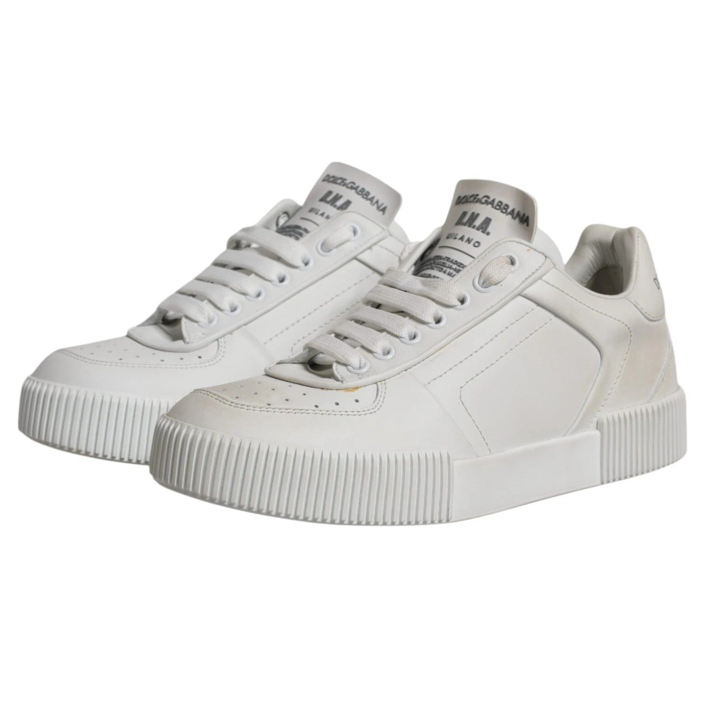 Dolce & Gabbana White Miami Leather Low Top Sneakers Shoes