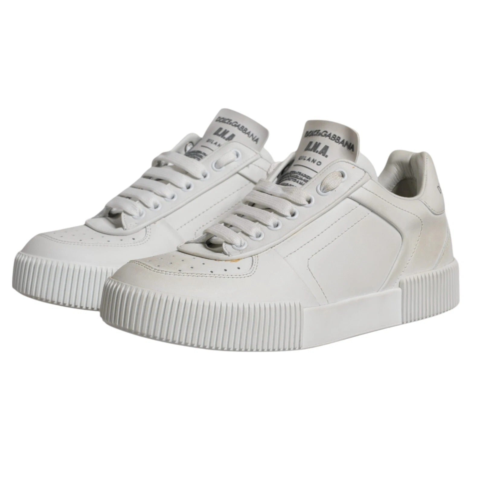 Dolce & Gabbana White Miami Leather Low Top Sneakers Shoes