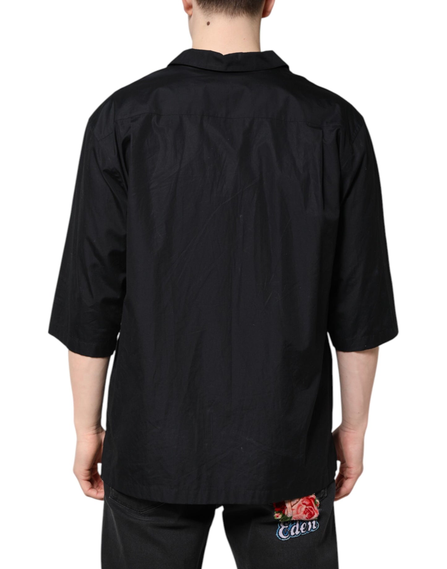 Dolce & Gabbana Black Short Sleeves Button Down Casual Shirt