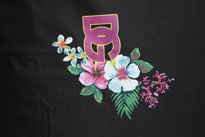 Dolce & Gabbana Black DG Floral Print Crew Neck T-shirt