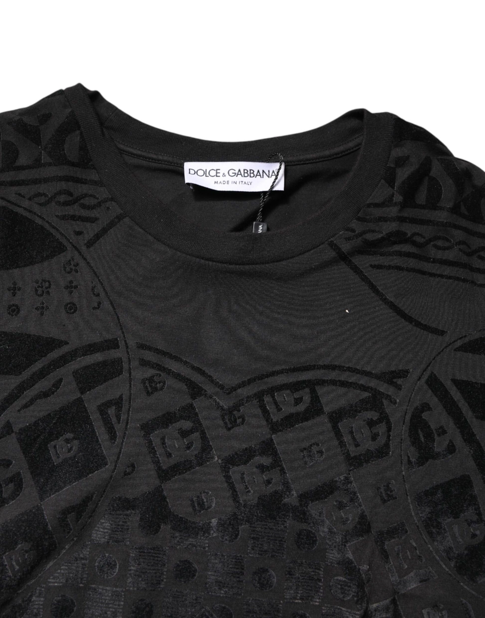 Dolce & Gabbana Black Cotton Bandana Logo Crew Neck T-shirt