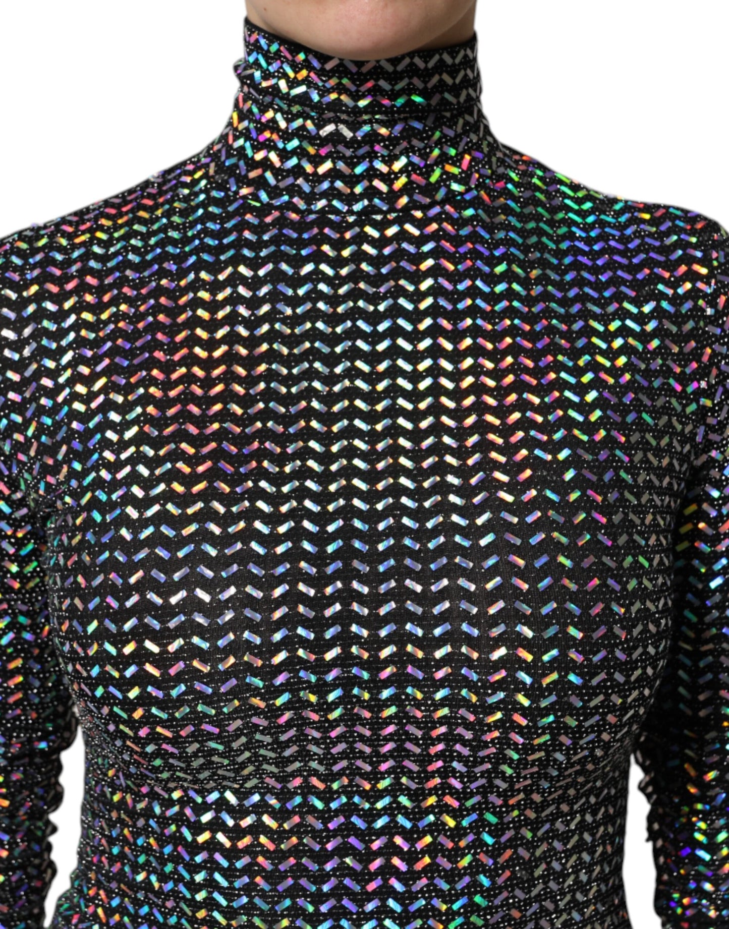 Dolce & Gabbana Black Embellished Nylon Bodycon Mini Dress