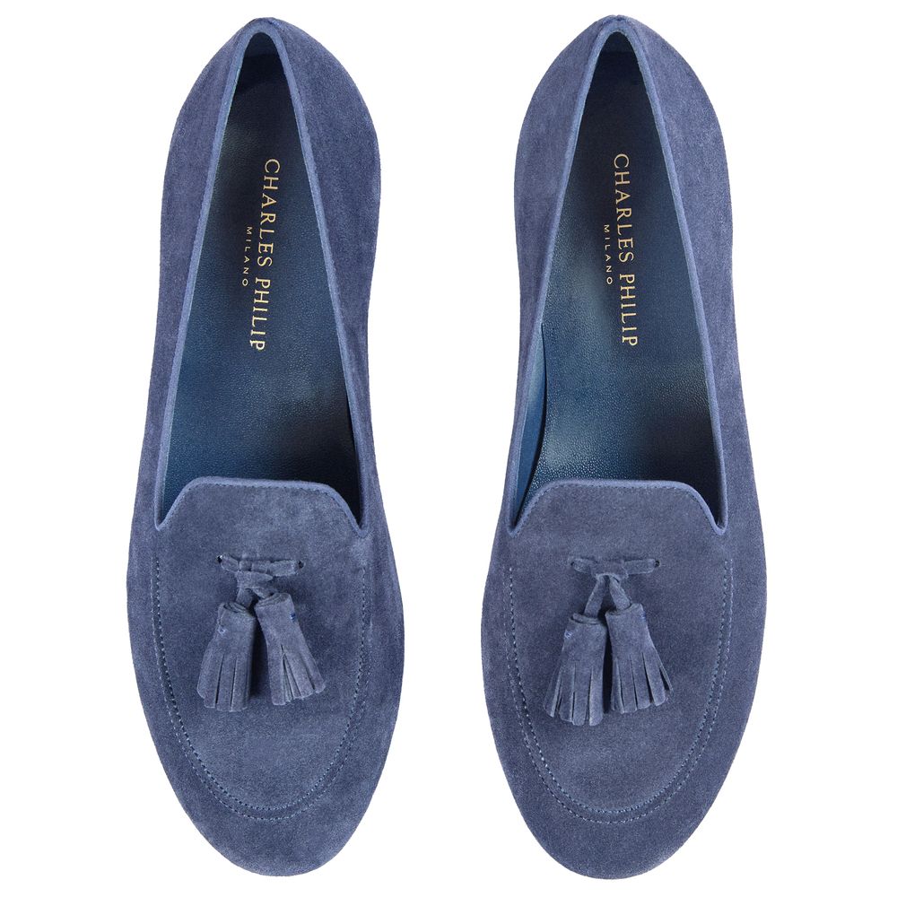 Charles Philip Blue Calfskin Loafer