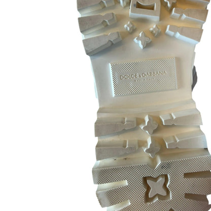 Dolce & Gabbana White Leather Rubber Logo Ankle Boots Shoes