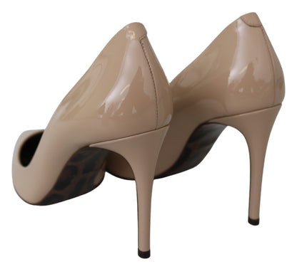 Dolce & Gabbana Beige Patent Leather Stiletto Heel Pumps