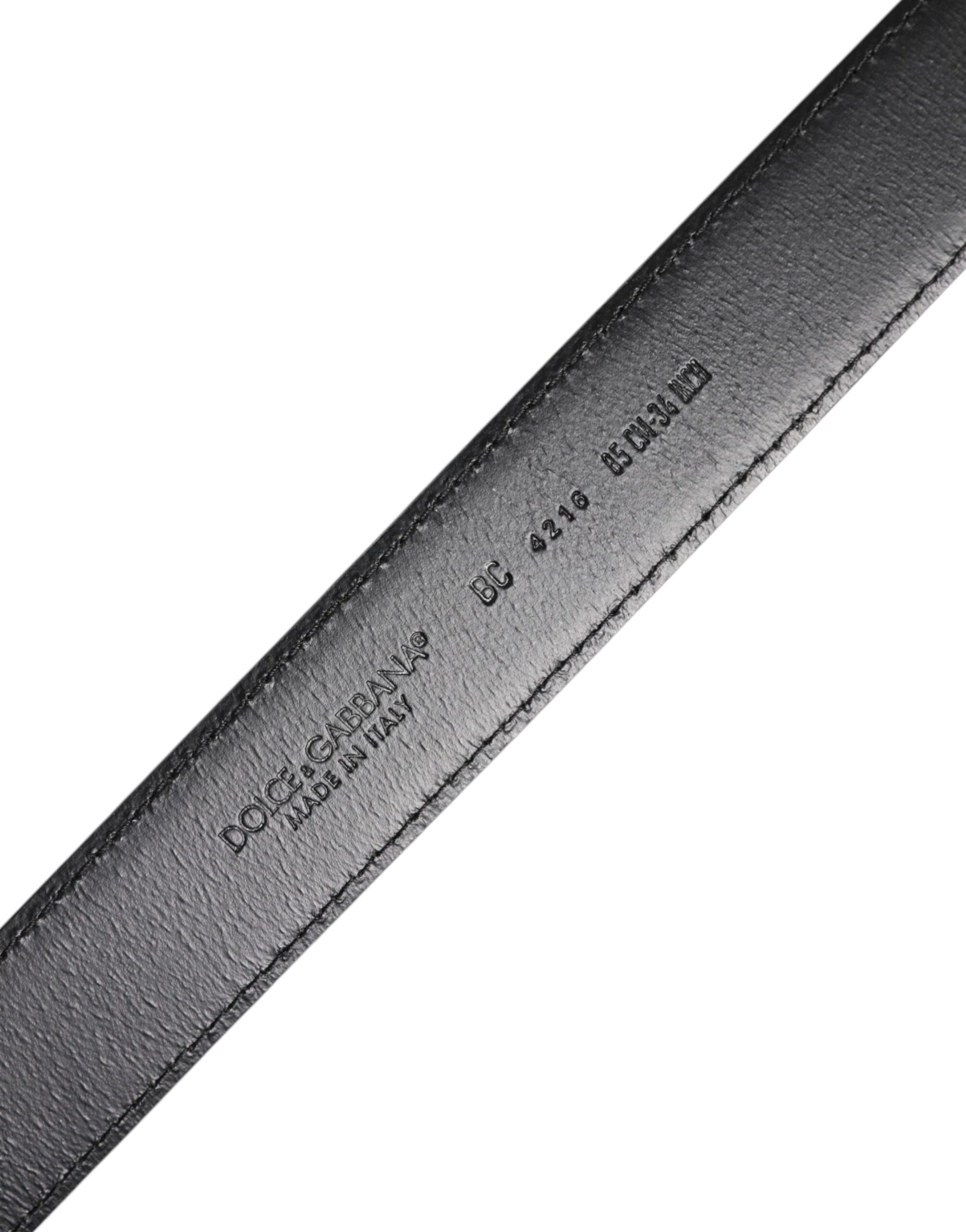 Dolce & Gabbana Brown Classic Calf Leather Silver Buckle Belt