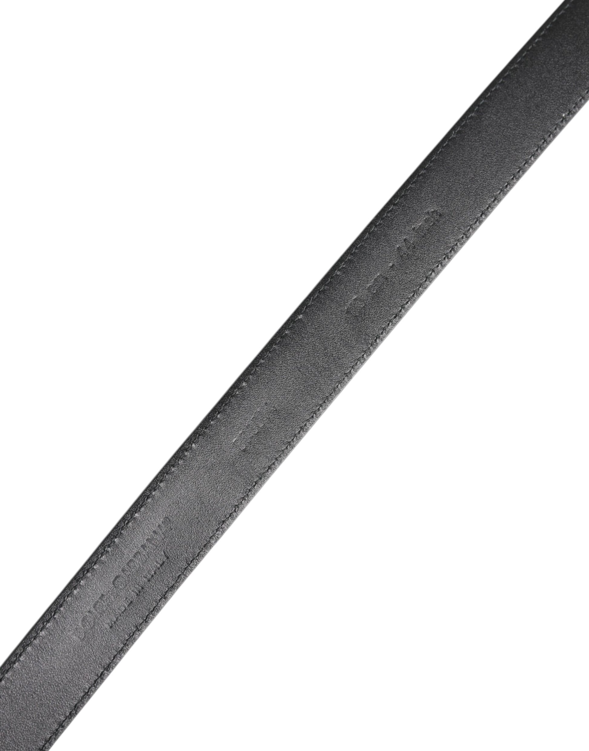 Dolce & Gabbana Black Calf Leather Classic Metal Buckle Belt