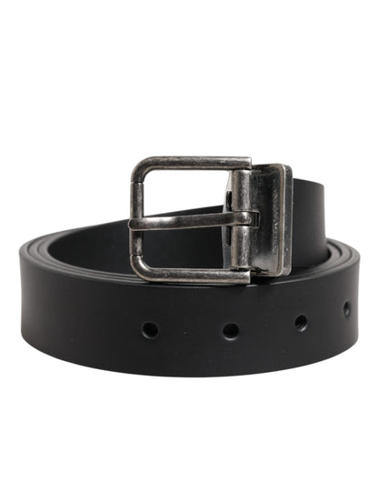 Dolce & Gabbana Black Classic Leather Metal Buckle Belt