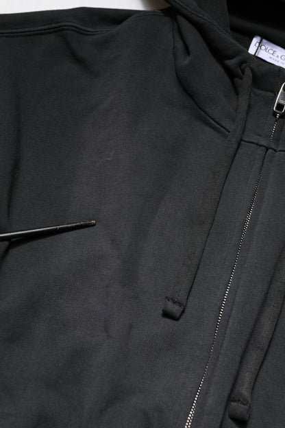 Dolce & Gabbana Black Logo Full Zip Hooded Men Sweatshirt Sweater