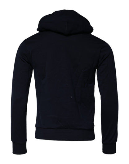 Dolce & Gabbana Black Crown Cotton Hooded Sweatshirt Sweater