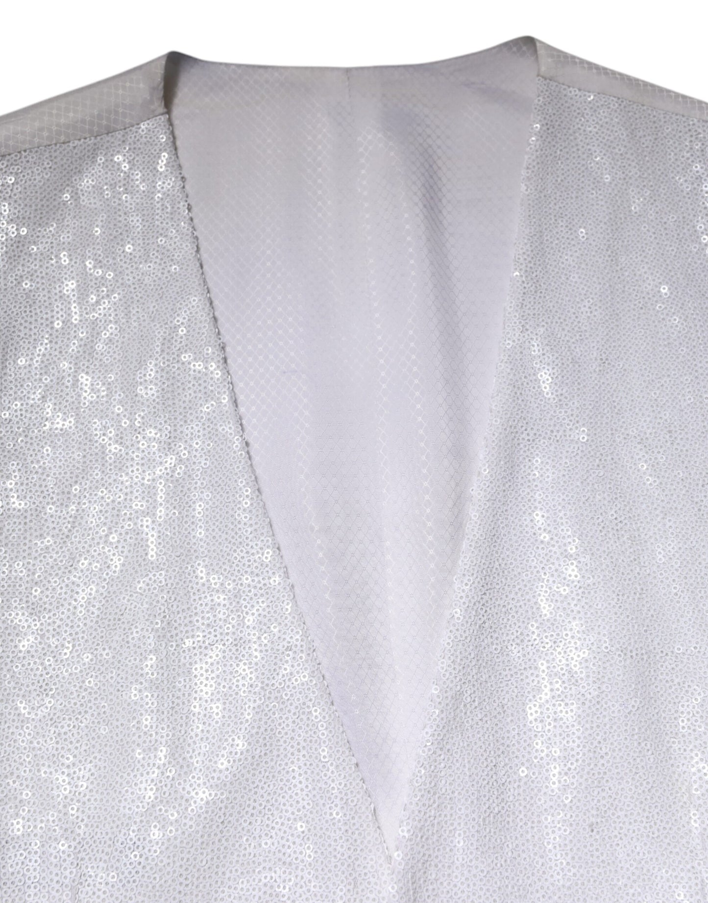 Dolce & Gabbana White Sequined Dress Formal Waistcoat Vest