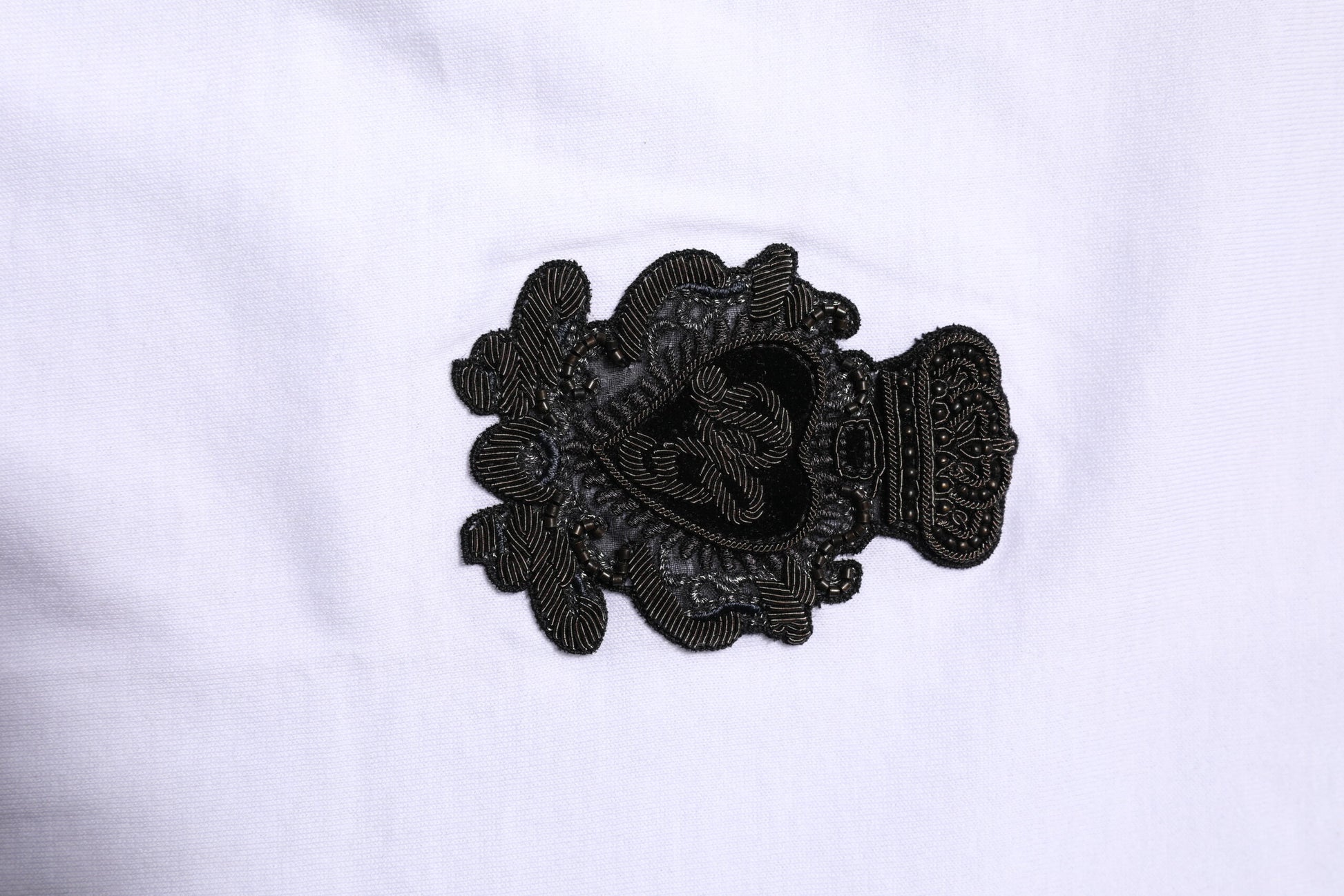 Dolce & Gabbana White Cotton DG Crown Embroidery T-shirt