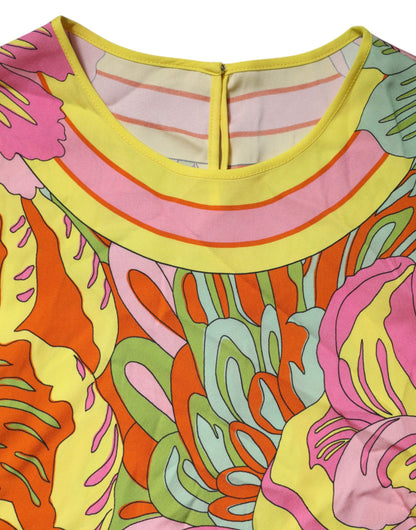 Dolce & Gabbana Multicolor Floral Round Neck Sleeveless Top