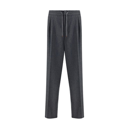 Brunello Cucinelli Gray Fleece Wool Casual Pants