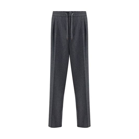Brunello Cucinelli Gray Fleece Wool Casual Pants