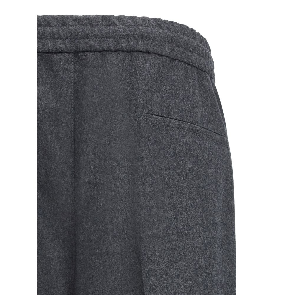 Brunello Cucinelli Gray Fleece Wool Casual Pants