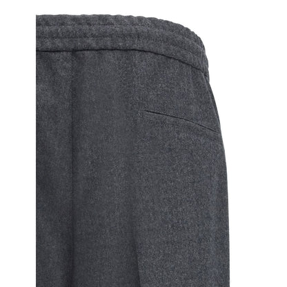 Brunello Cucinelli Gray Fleece Wool Casual Pants