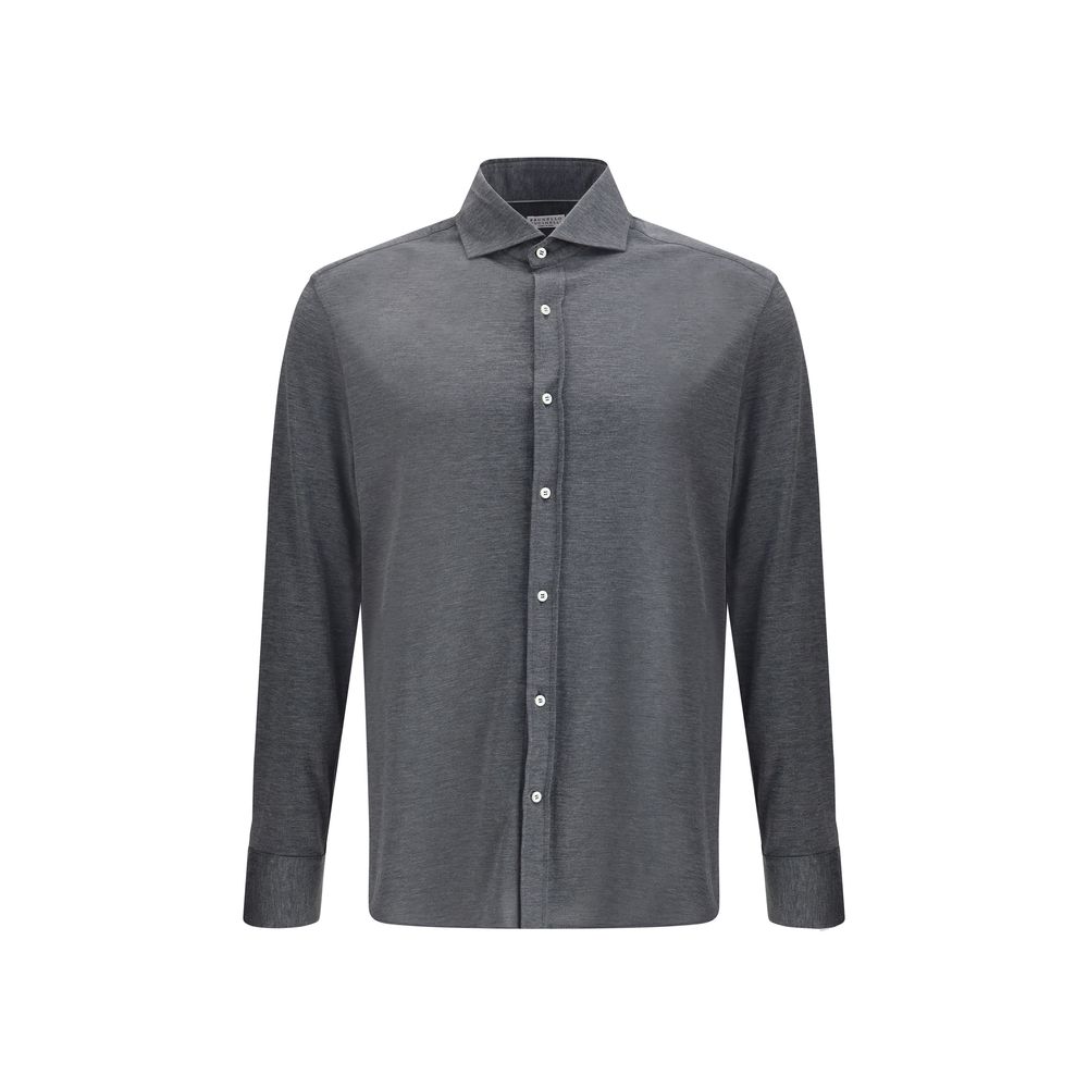 Brunello Cucinelli Gray Silk Shirt