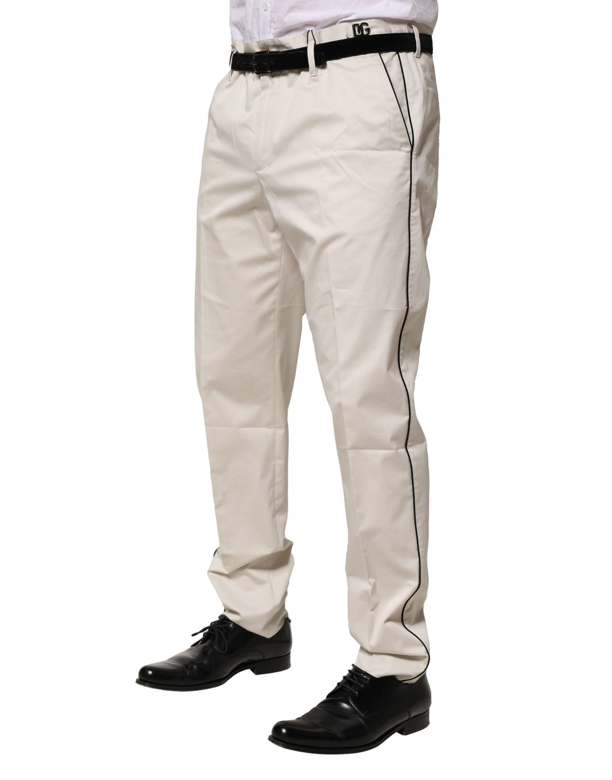 Dolce & Gabbana White Cotton Dress Slim Formal Pants