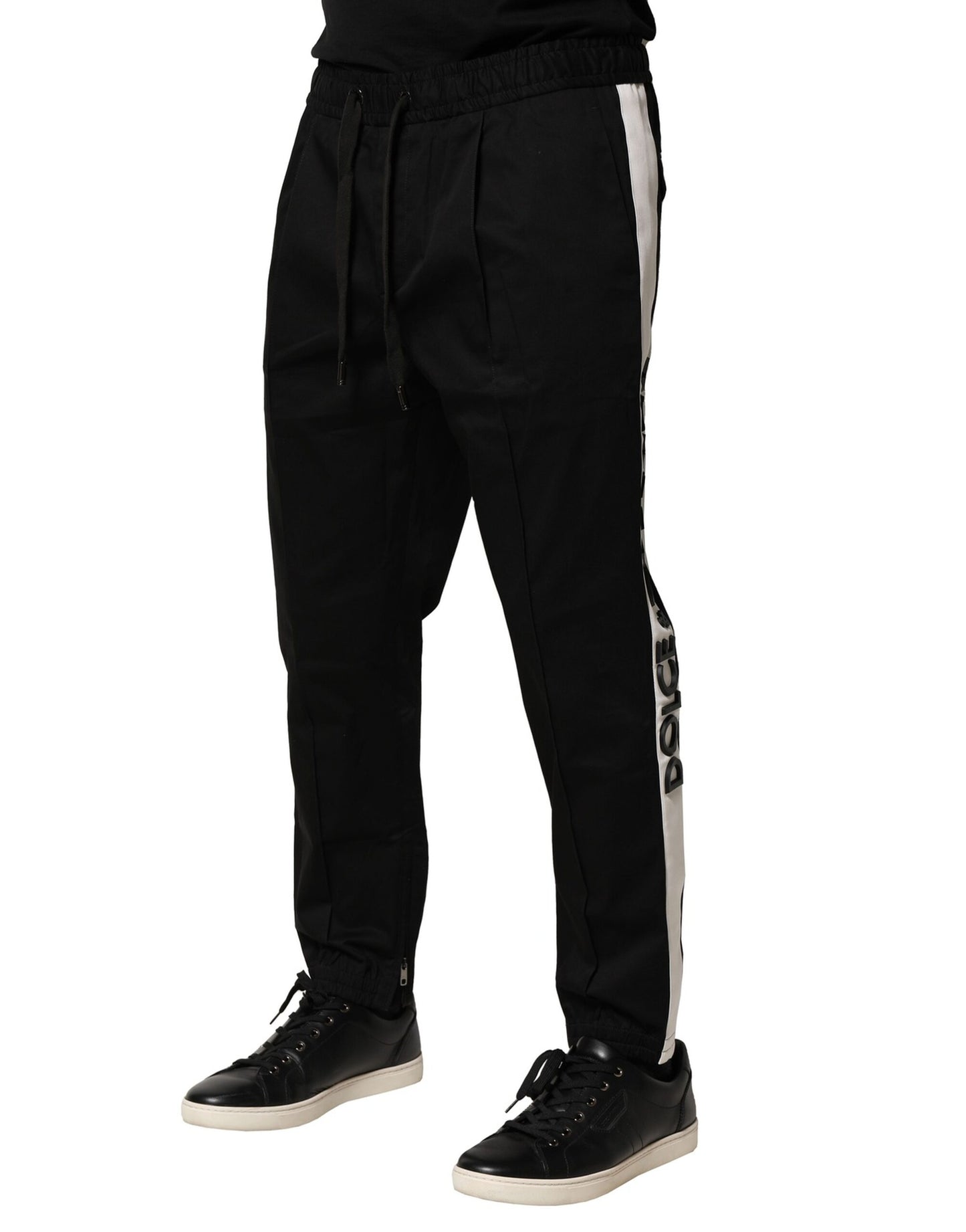 Dolce & Gabbana Black Cotton Mid Waist Jogger Pants