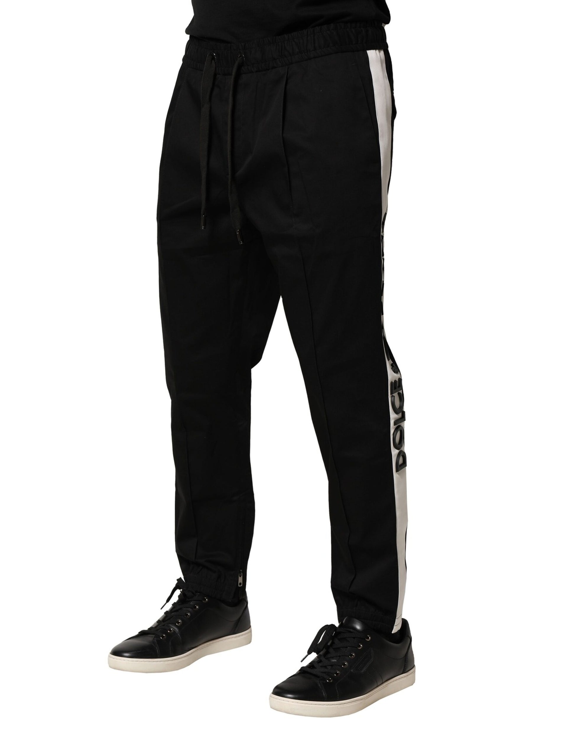 Dolce & Gabbana Black Cotton Mid Waist Jogger Pants