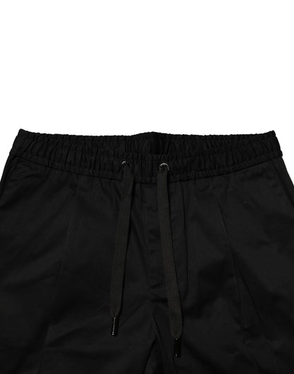 Dolce & Gabbana Black Cotton Mid Waist Jogger Pants
