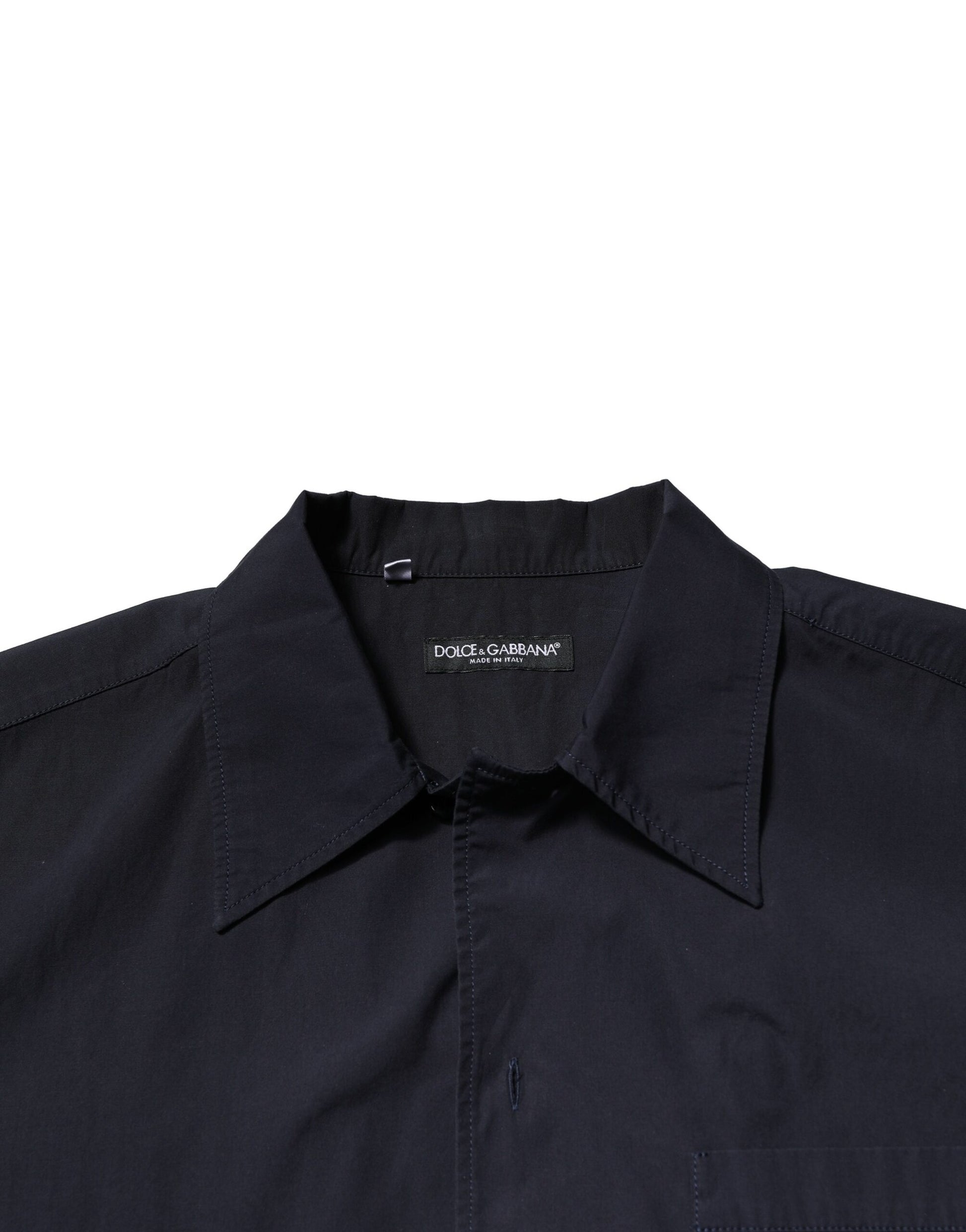 Dolce & Gabbana Dark Blue Cotton Short Sleeves Casual Shirt