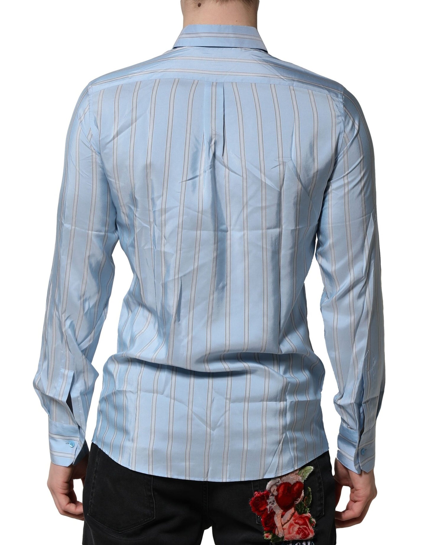 Dolce & Gabbana Light Blue MARTINI Striped Formal Dress Shirt
