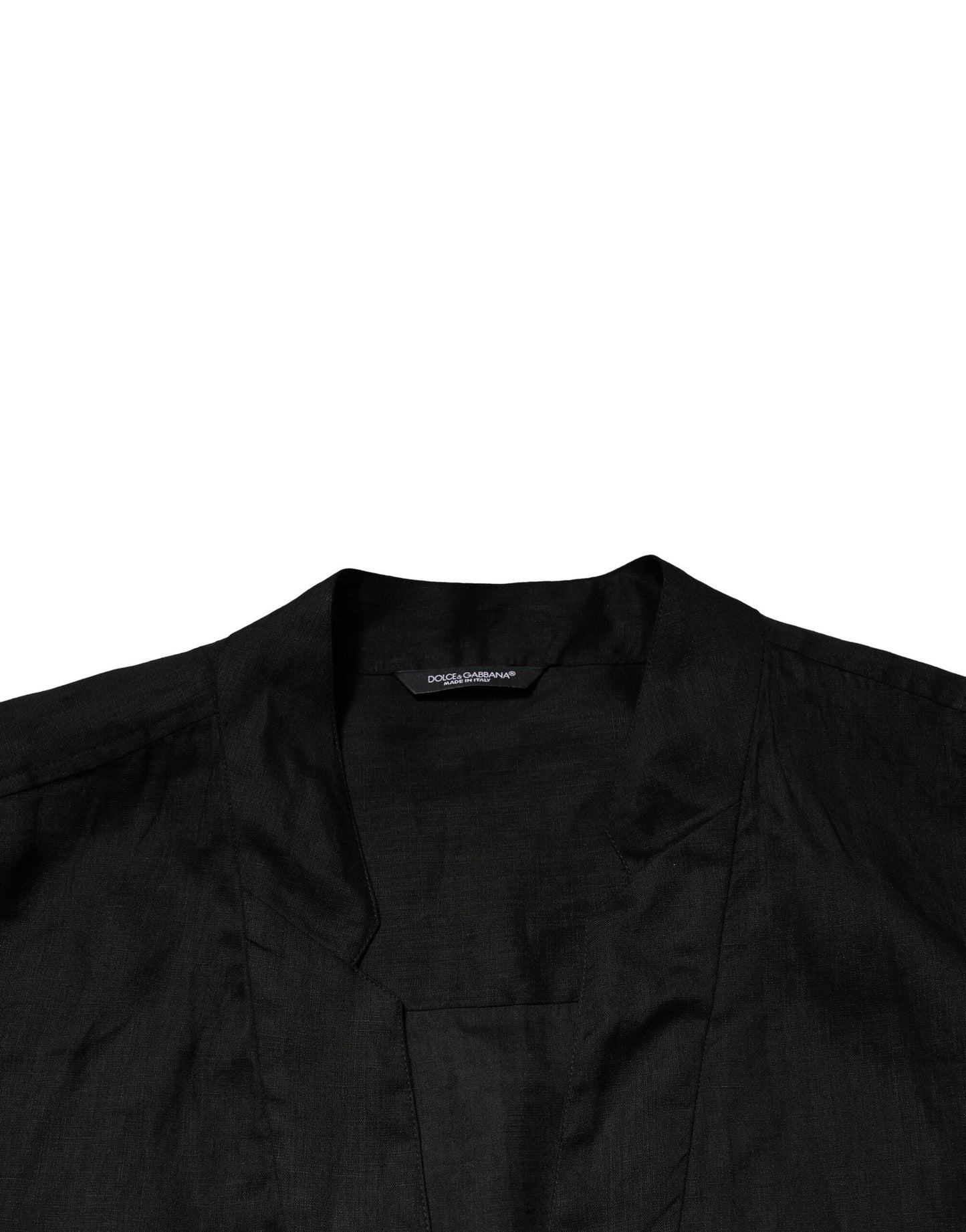 Dolce & Gabbana Black Linen Long Sleeves Men Casual Shirt