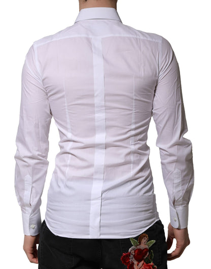 Dolce & Gabbana White GOLD Embellished Formal Men Dress Shirt
