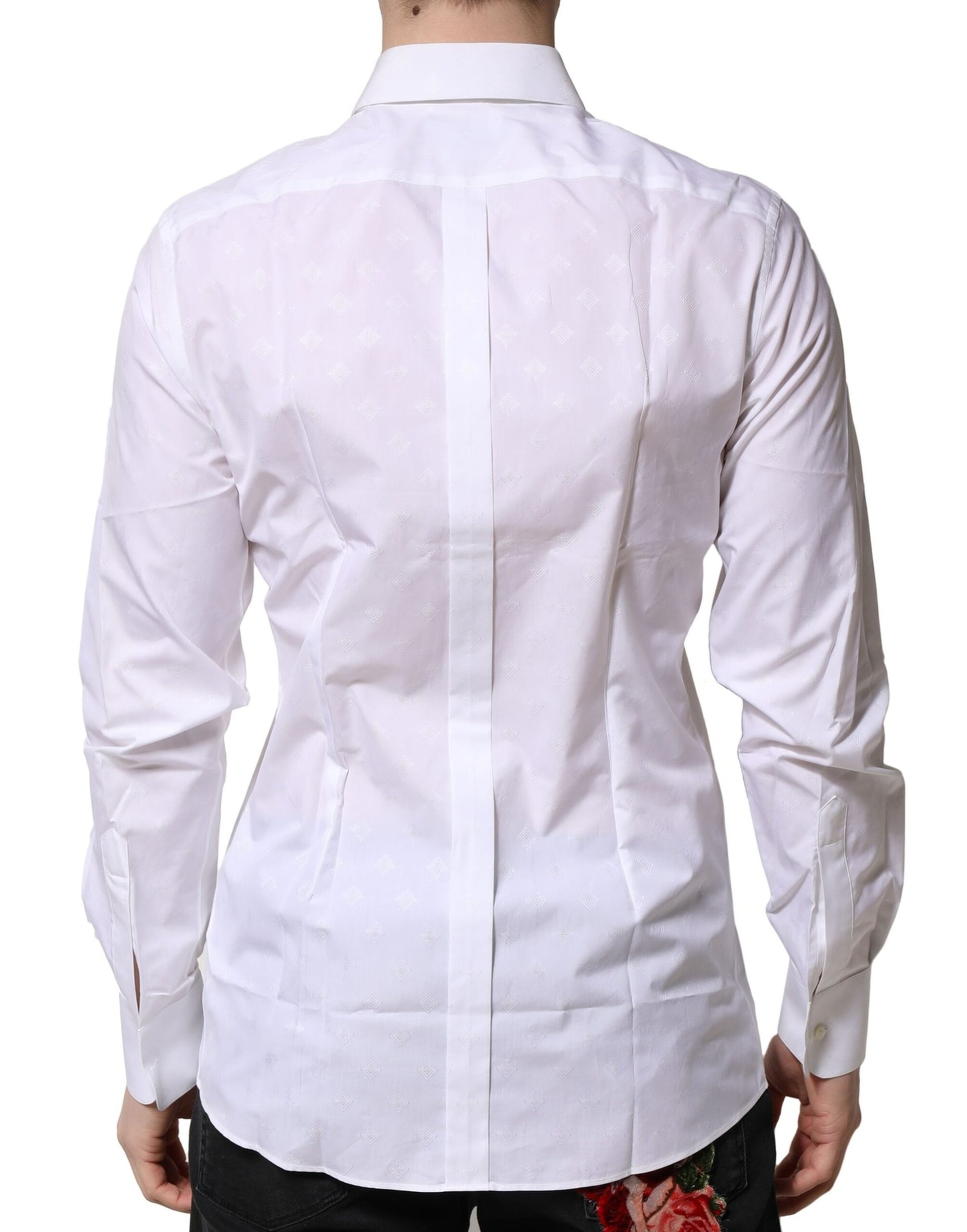 Dolce & Gabbana White Bib Cotton Poplin GOLD Men Formal Shirt