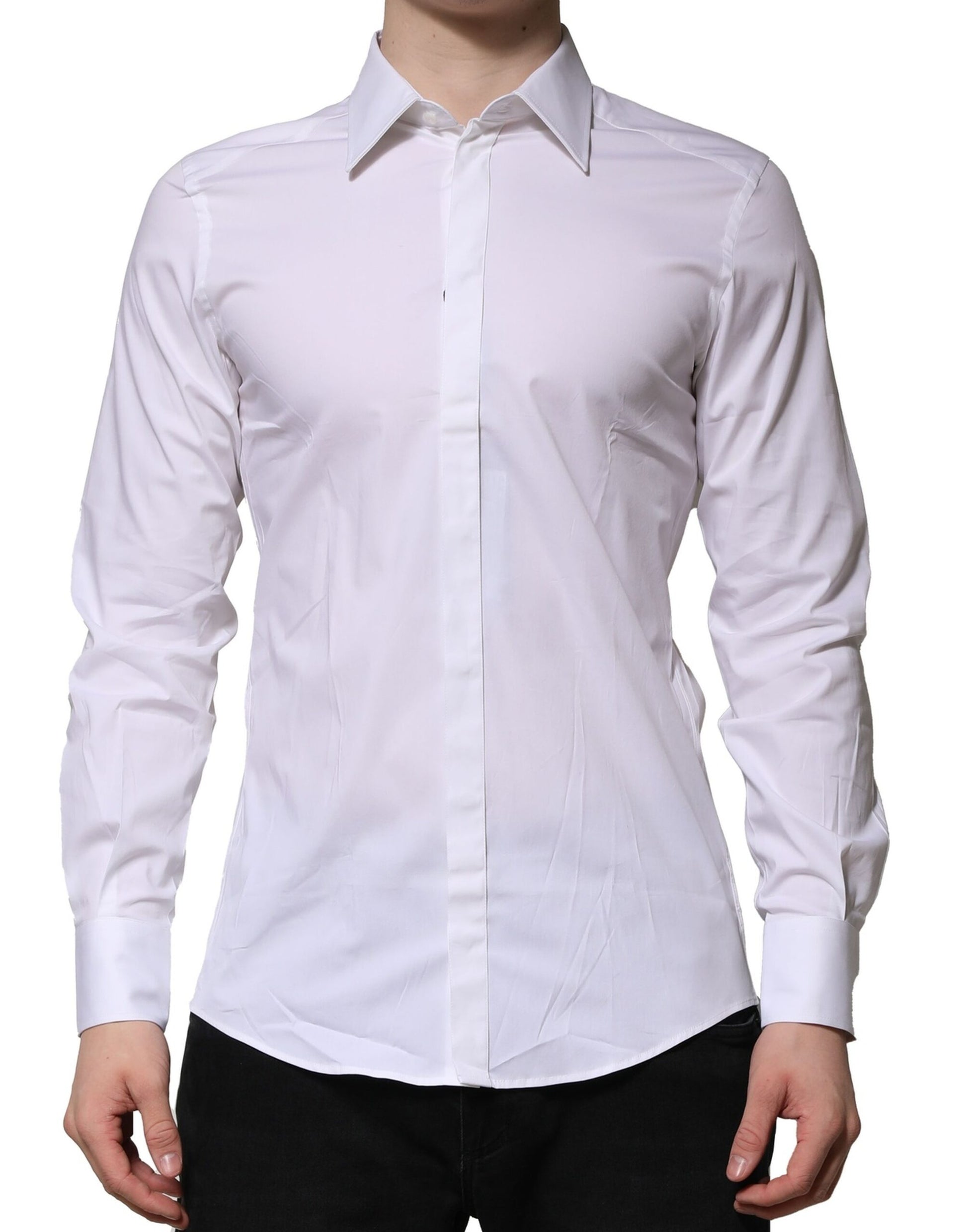 Dolce & Gabbana White MARTINI Long Sleeves Dress Formal Shirt