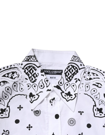 Dolce & Gabbana White MARTINI Bandana Print Formal Shirt