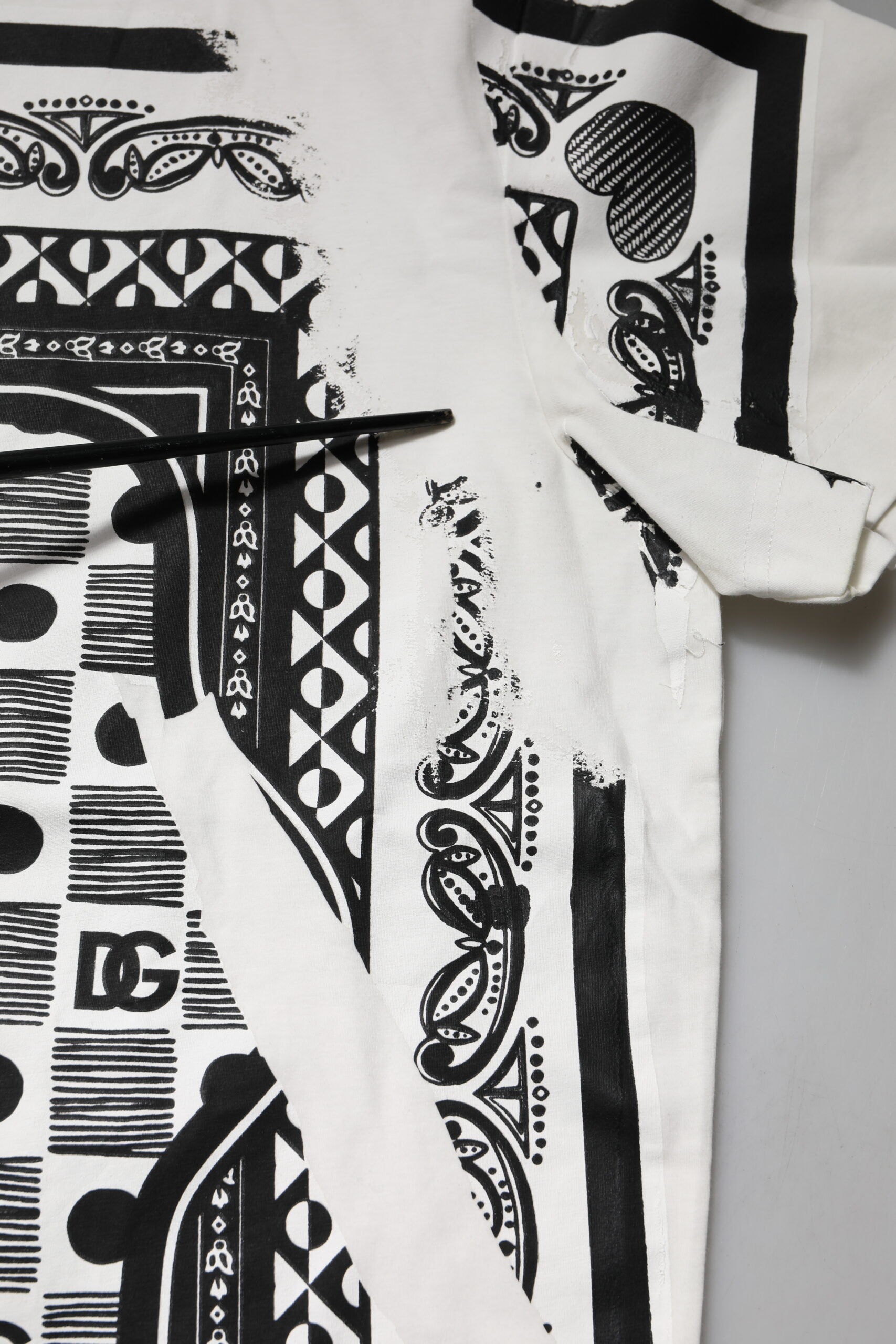 Dolce & Gabbana White Bandana Cotton Men Crew Neck T-shirt