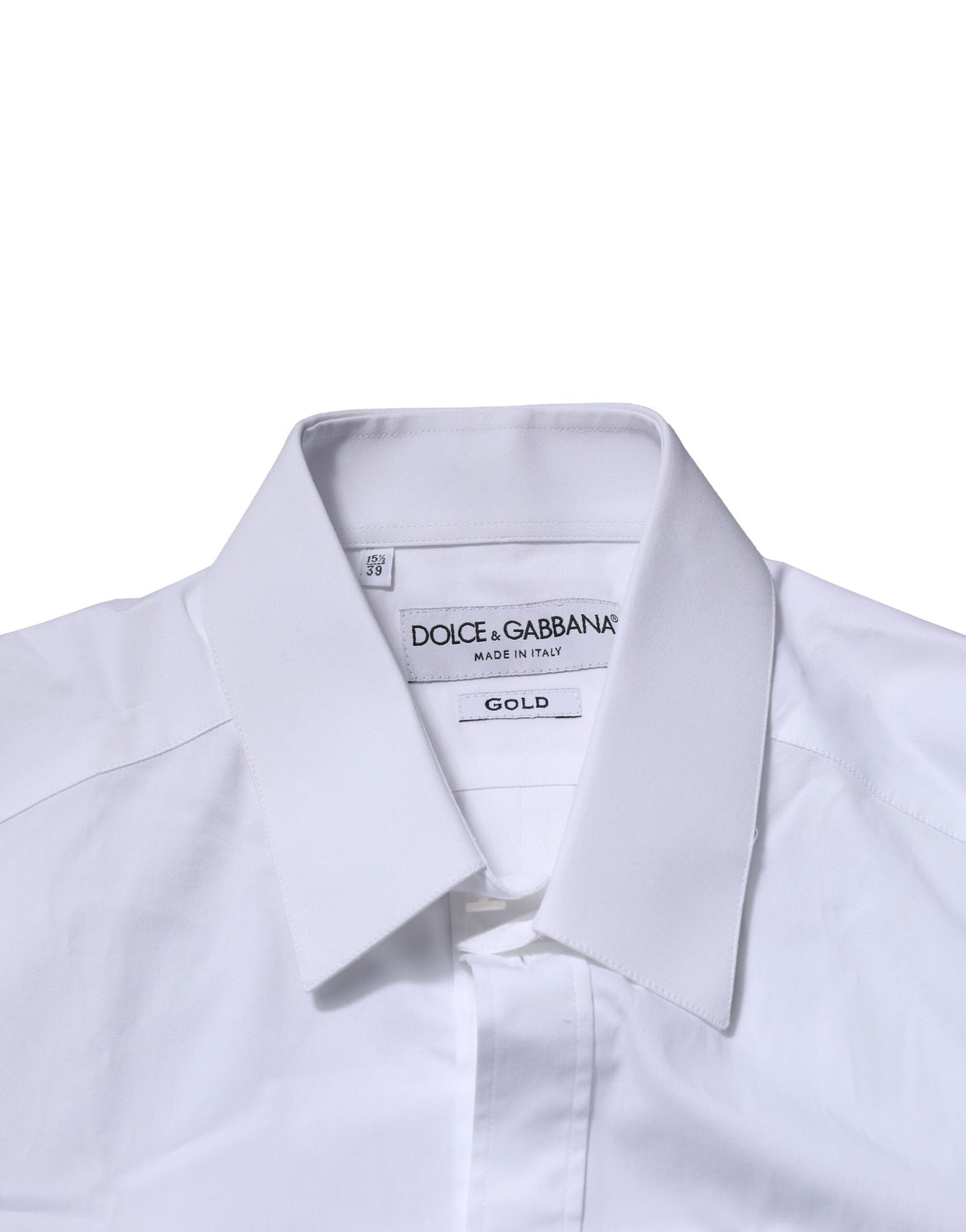 Dolce & Gabbana White Cotton GOLD Long Sleeves Formal Shirt