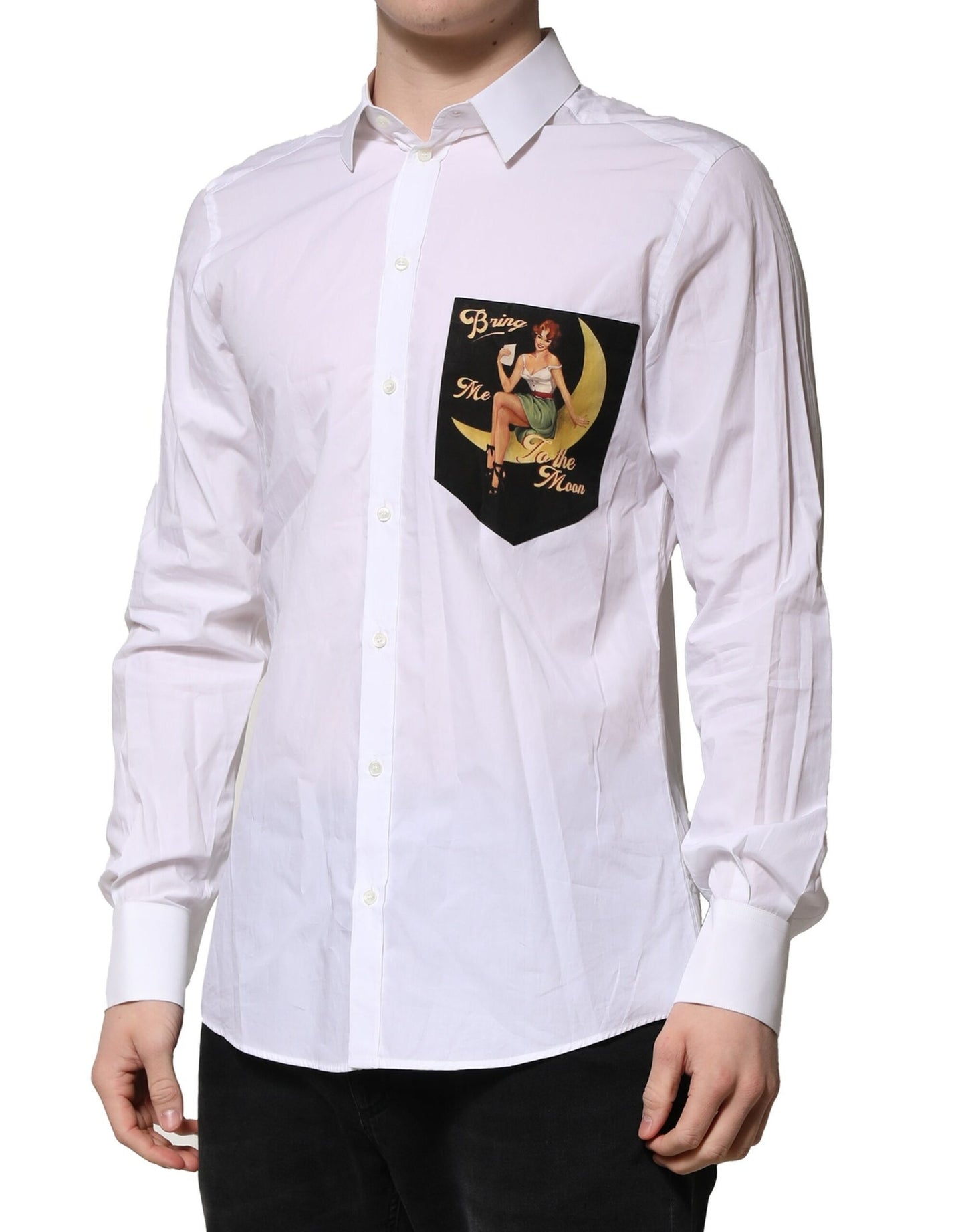 Dolce & Gabbana White Cotton MARTINI Long Sleeve Formal Shirt
