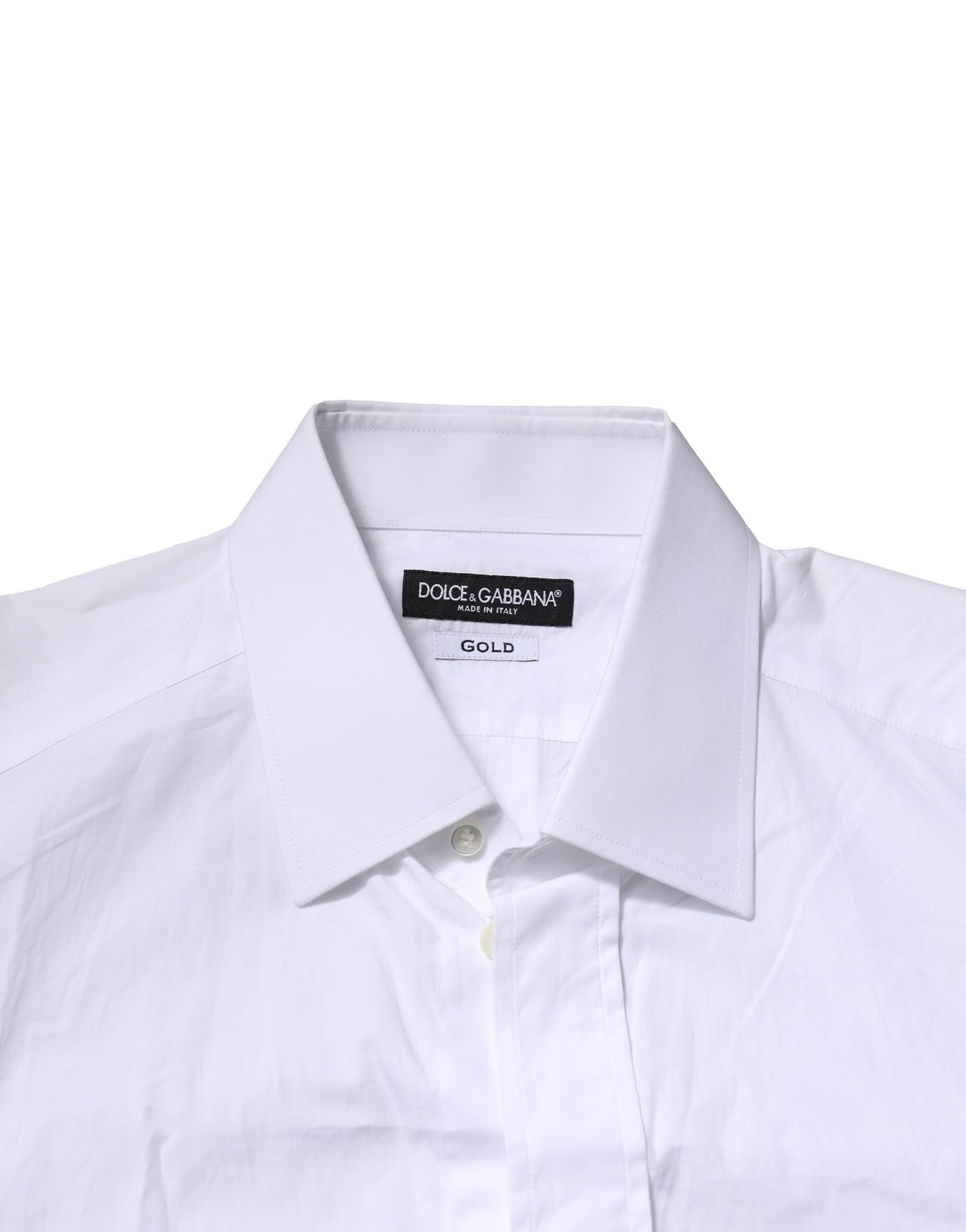 Dolce & Gabbana White Cotton GOLD Long Sleeves Formal Shirt