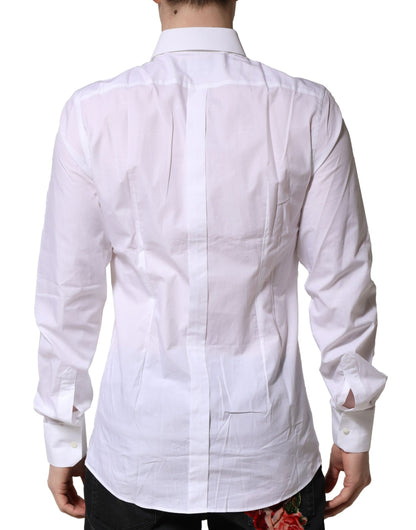 Dolce & Gabbana White Cotton GOLD Long Sleeves Formal Shirt