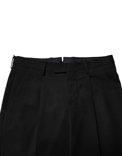 PT Torino Black Solid Formal Tapered Men Dress Pants